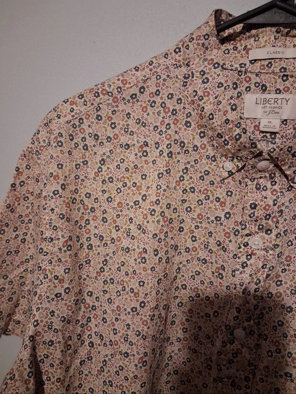 J. Crew Liberty Fabric Button Floral Shirt Short Sleeve Button Down Sz XL Boho
